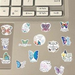 30Pcs Random Aesthetic Butterfly Inspirational Bible Verse Waterproof Stickers