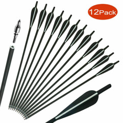 12Pcs 20″ Crossbow Bolts Carbon Arrows Half Moon Nocks 8.8mm Shaft OR Broadhead