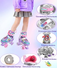 4-Pejiijar Rainbow Unicorn Kids Roller Skates for Girls Toddler Ages 2-4 5-8 …