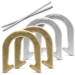 Steel Horseshoes Outdoor Game Set – Gold & Silver or Red & Blue – Official