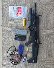 Echo 1 Scar 16 Electric Metal Airsoft Rifle w/King Arms M203 Launcher, Mags, Ect