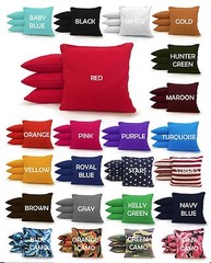 Set of 8 Cornhole Bags Regulation Size – 23 Colors – Corn Filled – with Tote