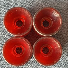 Red Skateboard Wheels Set 50x40mm Vintage 1970’s Urethane New Old Stock.