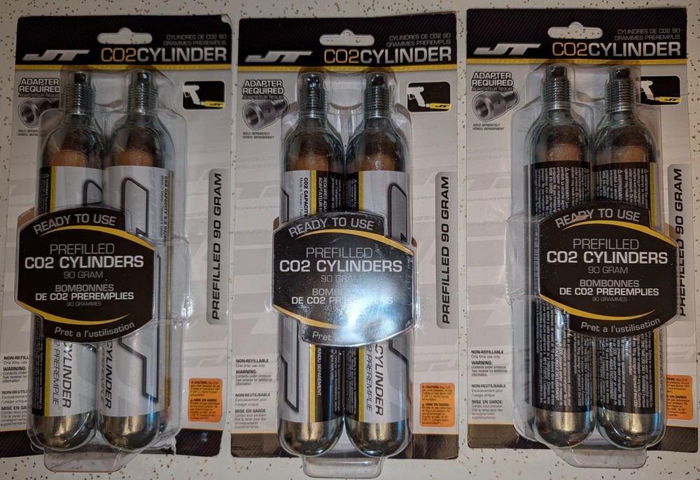 6 Pack New Pre Filled JT 90 Gram 90g CO2 Air Containers – Paintball