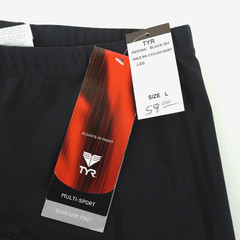 TYR 8in Cycling Shorts Muli-Sport Mens Size Large Black Quik Pad Triathlon USA