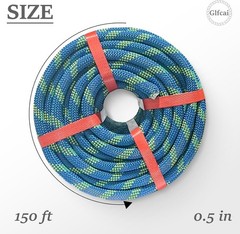 High Tensile Strength 1/2in x 150ft Braided Blue Rope for Rigging & Climbing
