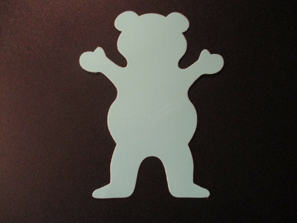 GRIZZLY Griptape Skate Sticker LT BLUE BEAR Logo for skateboards helmets decal E