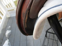 16.5» NARROW HENRI DE RIVEL ADVTG CC JUMP ENGLISH SADDLE w NEW LEATHERS & IRONS