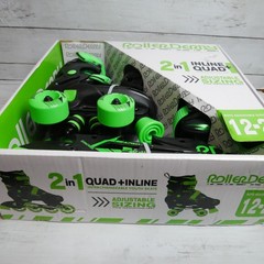 Roller Derby 2 in 1 INLINE + QUAD Combo Boys Skates Adjustable Sizes 12-2 NEW