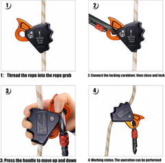15kN Rope Grab, Self-Locking Fall Arrestor Ascender for 10–12mm Rope