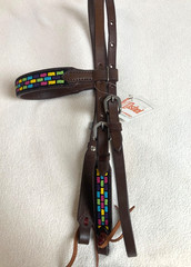 Cashel Multi-Color Beaded Browband Horse Headstall Bridle- UNUSED
