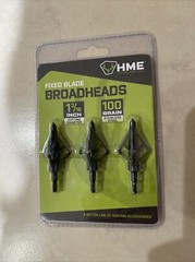 HME Fixed-Blade Steel Tip 100-Grain Hunting Broadheads (3-Pack) NEW