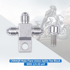 Stainless Steel AN3-3AN Male Brake Hose End Tee Block with screw 1/4-20 unf