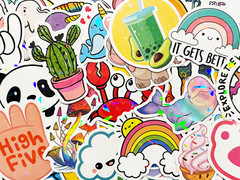 100 Colorful Holographic & Reflective Sticker Pack Shiny Light
