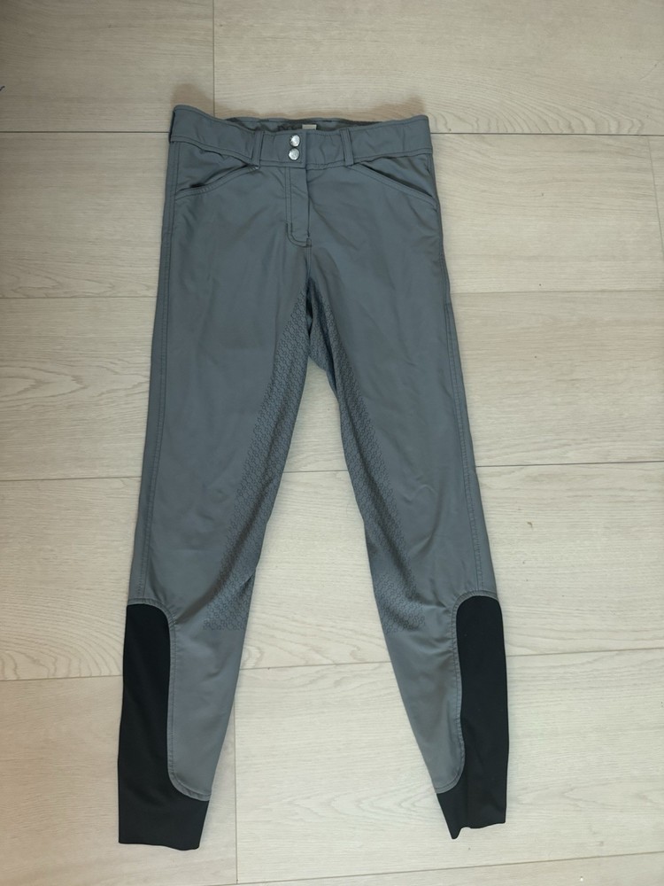 Dover Saddlery Dalton Full Silicone Grip Tech Riding Breeches Gray Pockets 26