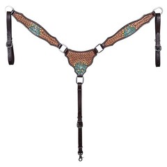 Western Headstall and Breast Collar Set HILASON Tooled Leather Horse Bridle Tack