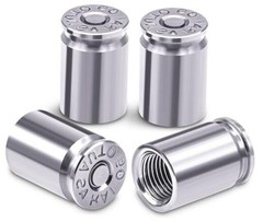 4PCS Bullet Shell Tire Valve Stem Caps, Aluminum Alloy Car 4 pcs Bullet-Silver