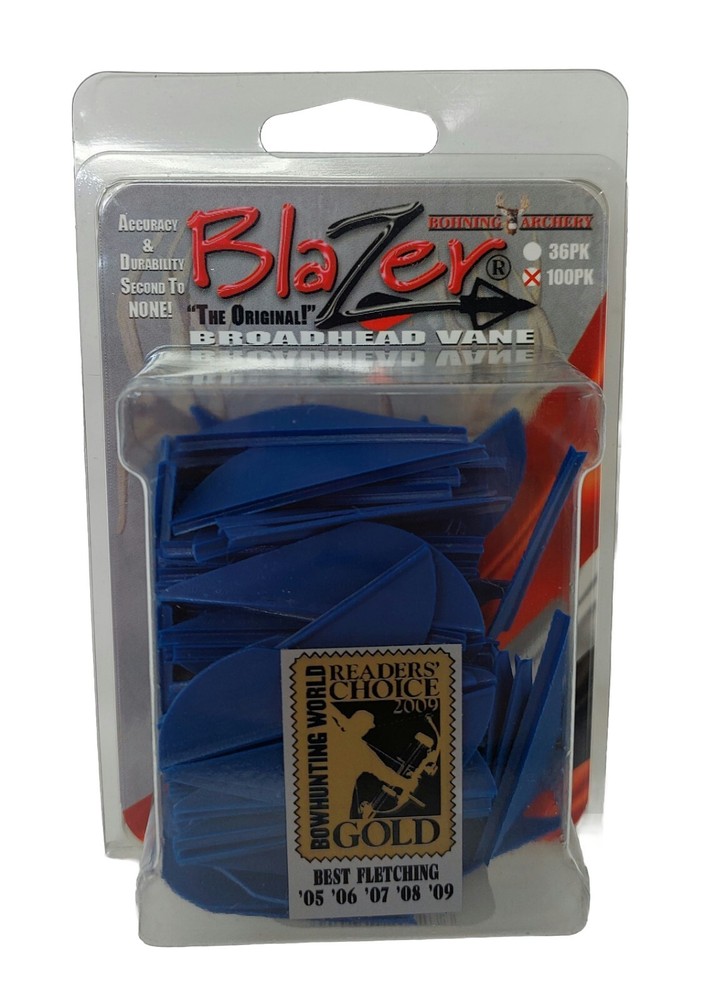 Bohning Archery Blazer 2 Inch Broadhead Vanes: (100 Pack) Blue: 10832BL2