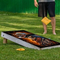 Ghost Cowboys Skull Gothic Art Cornhole Board Wraps and Decals Vinyl Sticker