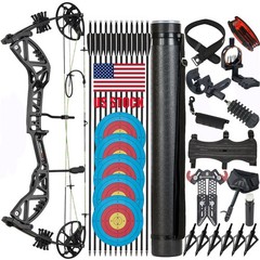 30-70lb Black Archery Hunting Target Compound Bow RH 310FPS 75% Let off Shooting