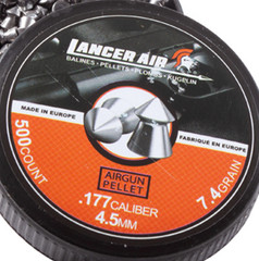 LANCER AIR 500 Count POINTED Polished & Rifled 4.5mm .177 Caliber Airgun Pellets