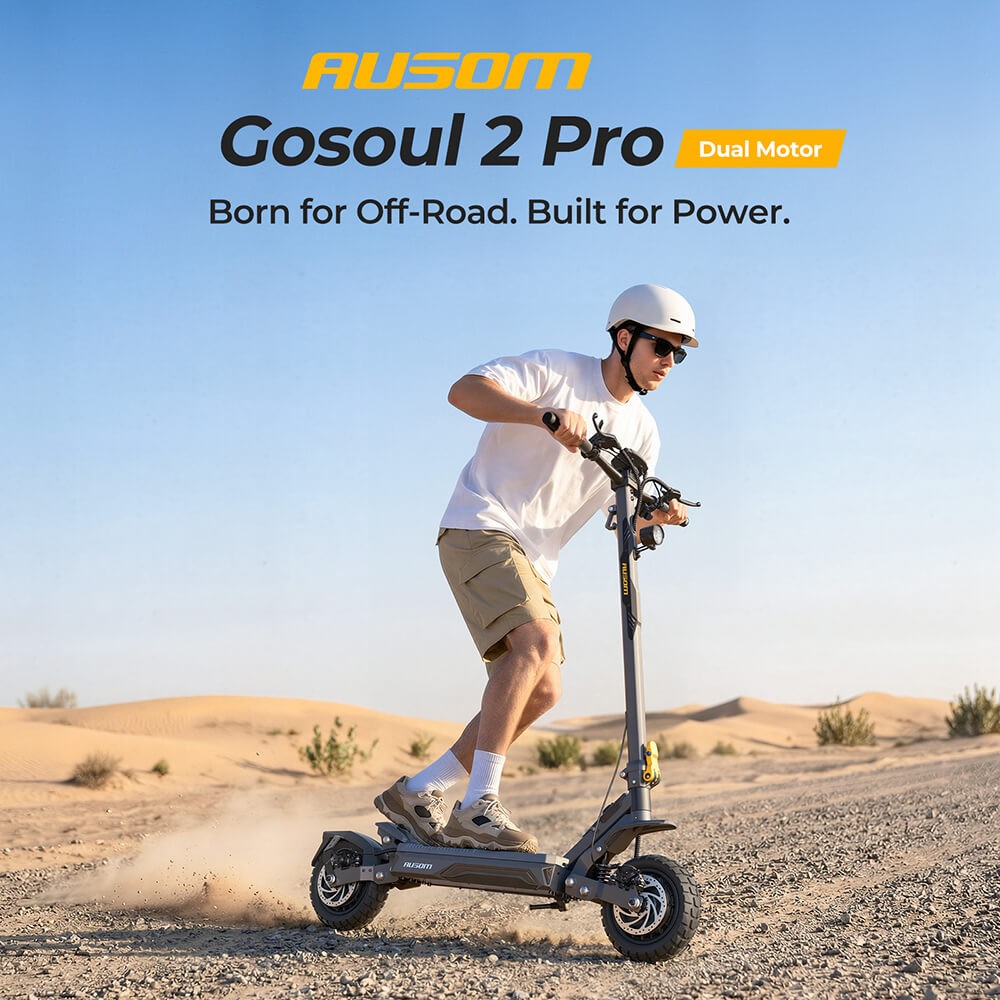 Ausom Gosoul 2 Pro Electric Scooter Dual Motor 48V 18Ah 1400W*2 E-Scooter&E-bike