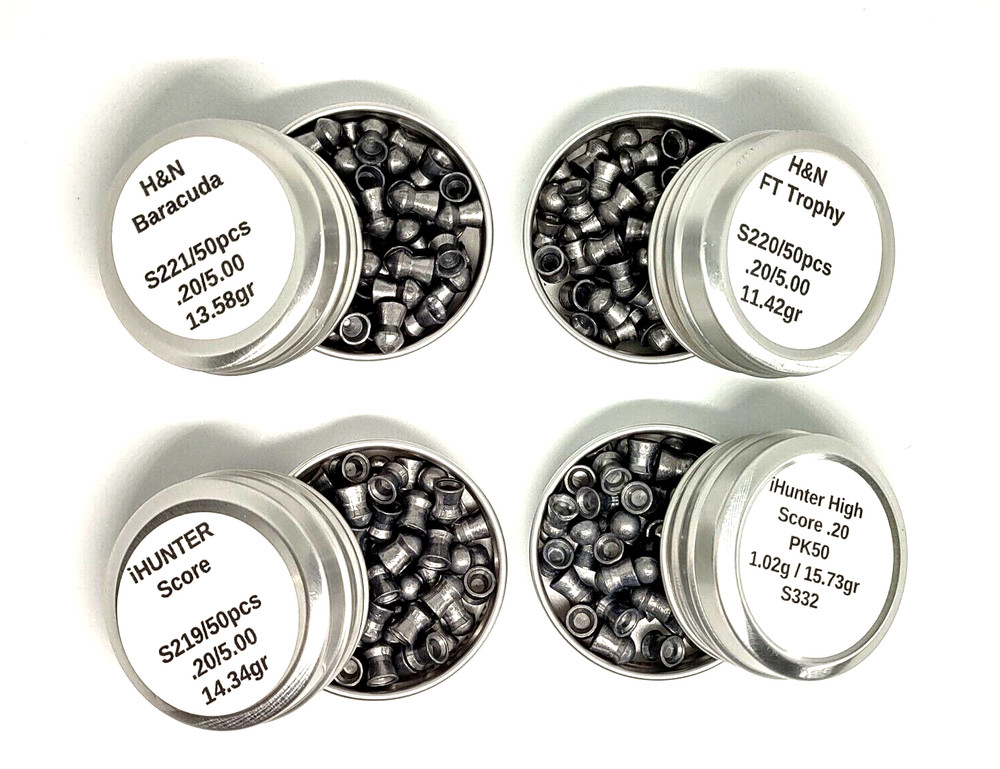 H&N / iHunter 200 Count 4 Type PELLET SAMPLER 5mm .20 Caliber Pellets