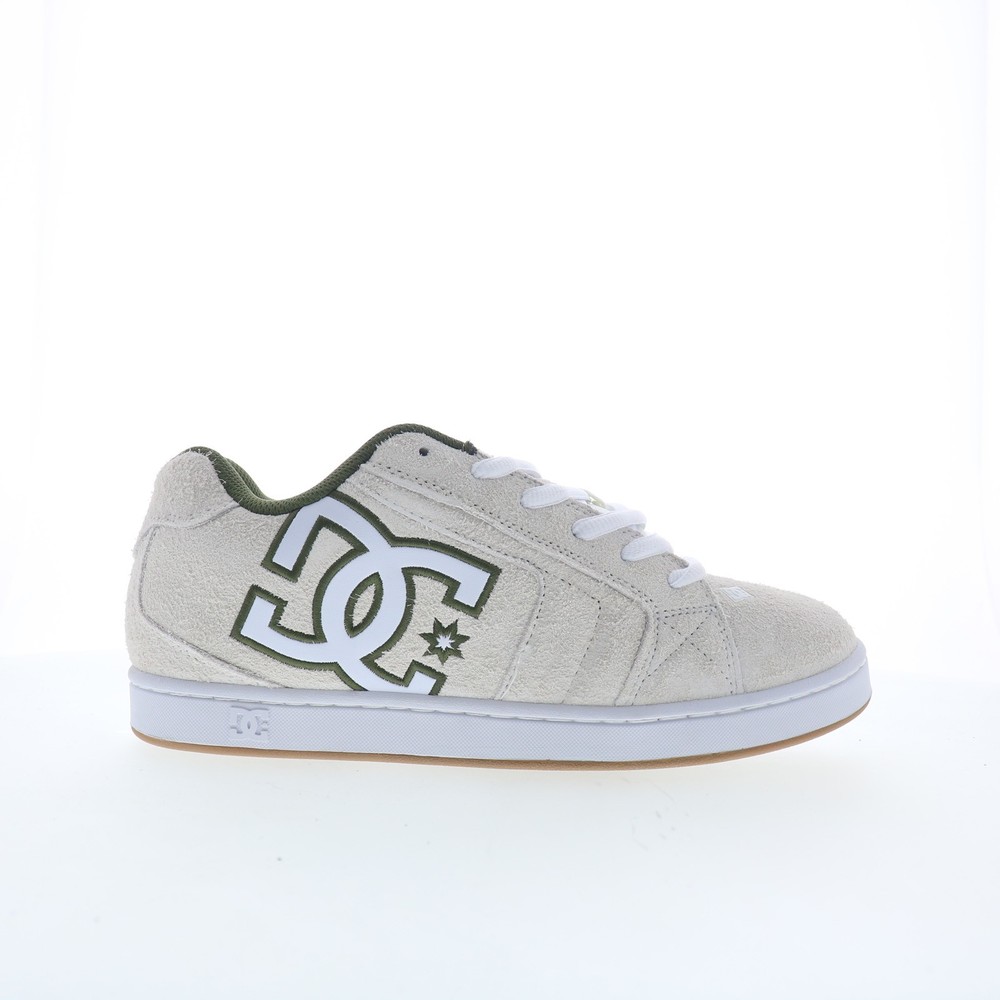 DC Net SE DC03260101-OWHGRN Mens White Suede Skate Inspired Sneakers Shoes