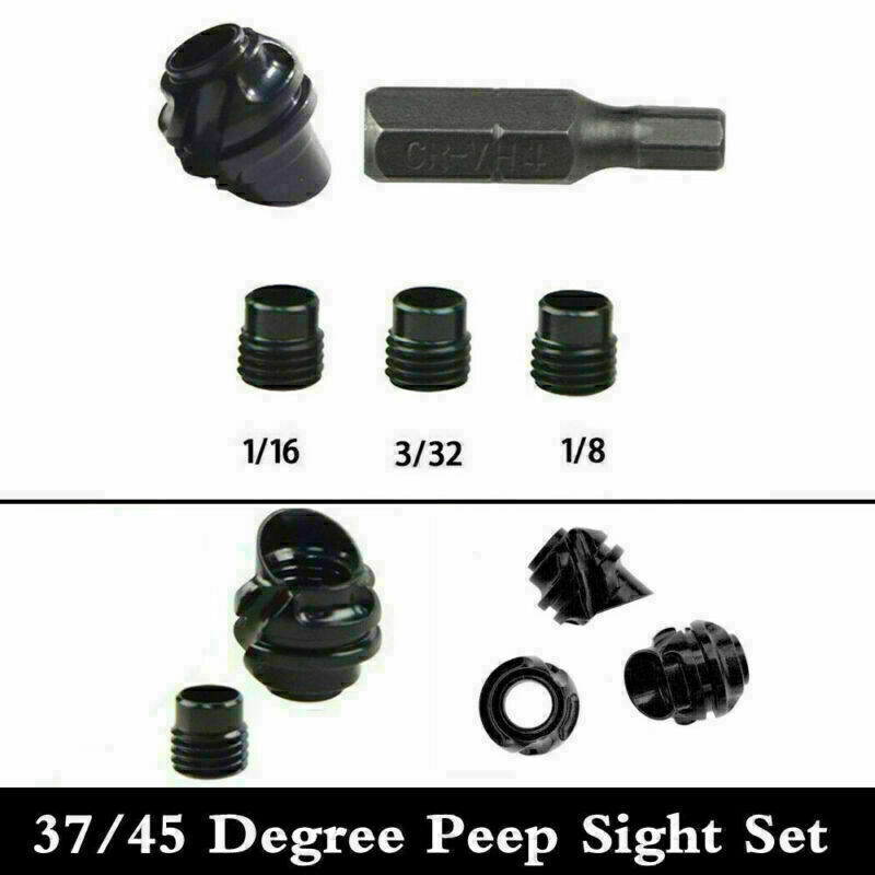 Archery 45/37 Degree Bow Peep Sight Hooked Housing 3 Inner Core Aperture Kit US