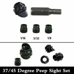 Archery 45/37 Degree Bow Peep Sight Hooked Housing 3 Inner Core Aperture Kit US