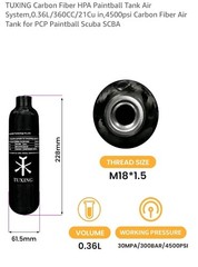TUXING Carbon Fiber HPA Paintball Tank Air System,0.36L/360CC/21Cu in,4500psi…