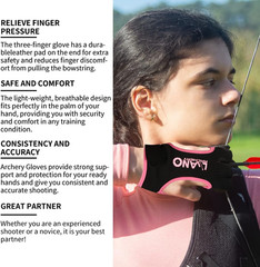 Archery Gloves Leather Practice Hunting Three Finger Protector for Youth Adult B