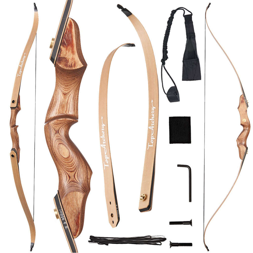 60″ Archery Takedown Recurve Bow Wooden Riser for RightHand Adult Hunting Target