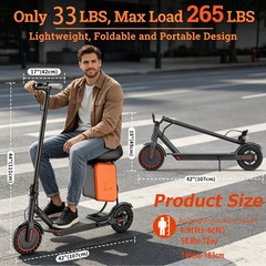 LADPED Adults Electric Scooter with Seat 8.5″ 19MPH Commuter E-Scooter 15Miles