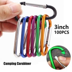 50x-200x 3″ Aluminum Carabiner D Shape Spring Clip Snap Key Hook Keychain Buckle
