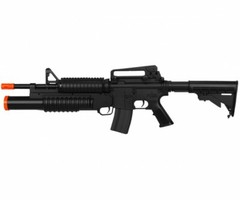 Double Eagle M813 AEG Airsoft Rifle w/ Under Barrel Spring Tri-Shot Launcher