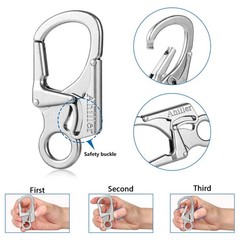Carabiner Clip, Double Anti-Misopening Locking Design, 3″ Alloy Heavy Keychai…