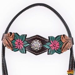 Western Headstall and Breast Collar Set HILASON Tooled Leather Horse Bridle Tack