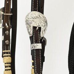 Hilason Western Horse Beautiful Noseband Tack Genuine Leather Reins with Bosal
