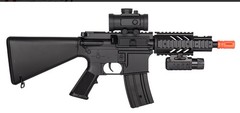 DOUBLE EAGLE CQC ELECTRIC AEG AIRSOFT RIFLE BB GUN W/FLASHLIGHT & SCOPE