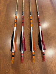 Lot Of 4 Black Eagle “Vintage” Fletched/Crested Wooden Arrows – Gently Used