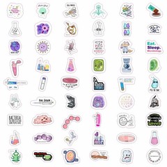 100Pcs Microbiology Stickers for Water Bottle and Laptop – Microbiology Party Fa
