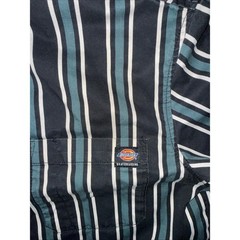 Dickies Skateboarding Button Up Shirt Mens Large Short Sleeve Striped Green Sm