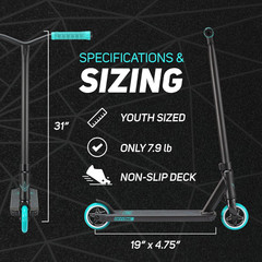 Trick Stunt Scooter Beginner Freestyle Scooter for Kids 6-12 Years Old Teal