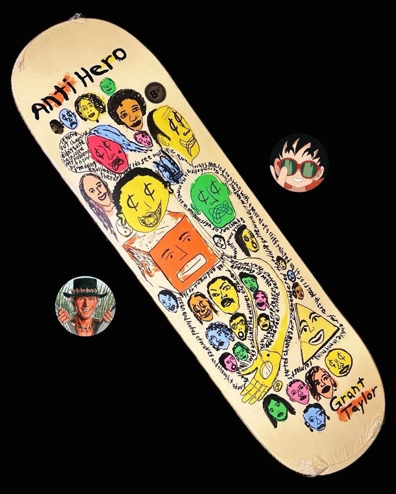 RARE Grant Taylor Expressions Anti Hero Skateboard Deck 8.5” Art Faces BRAND NEW