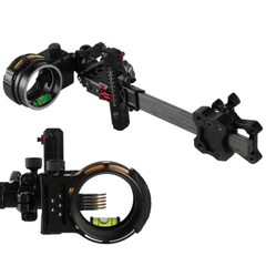 Compound Bow Sight 5Pin 0.019″ Archery 4X 6X 8X Lens Carbon Rod Adjustable RH LH