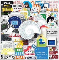 50PCS Programming Stickers.Vinyl Waterproof Stickers. Gifts for Teen Adults Prog