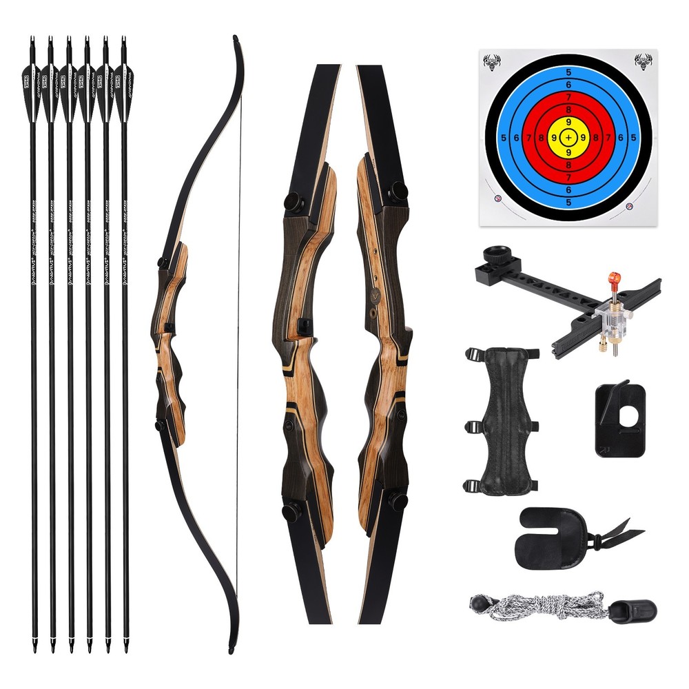 Archery Takedown Recurve Bow 62 inch for Adults, 20-50lbs,Target Practice & Hunt