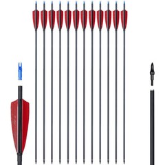 12X 30″ Carbon Shaft Arrows Spine 500 OD 7.6mm RED True Turkey Feathers Hunting