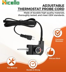 Adjustable Thermostat Probe Power Cord Replacement for Masterbuilt Smokers MB…